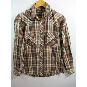 Roper Western Pearl Snap Button Front Shirt Men Medium Glitter Stripe Brown
